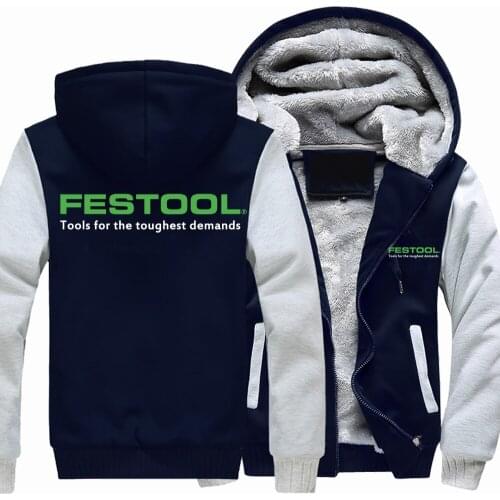 New Winter Men Fashion Festool Tools Logo Hoodies Jacket High Quality Casual Wool Liner Fleece Sweatshirts Male Hoody Coat