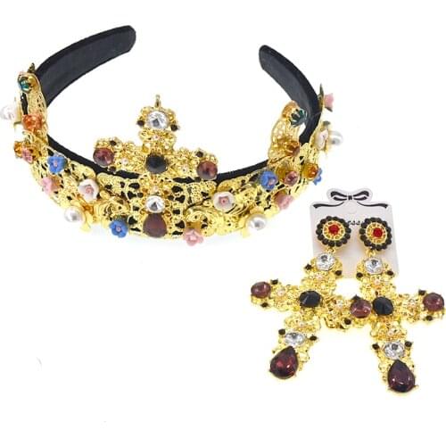 Vintage Hair Accessories Wide Luxury Crystal Headband Hair Band Rhinestone Cross Hairband For Women Headdress Accessories