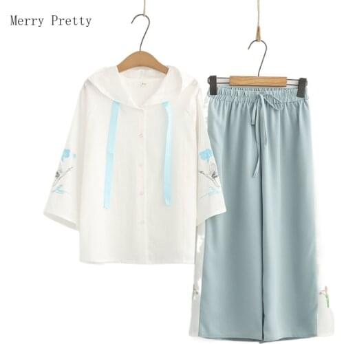 Women Casual Pant Sets Thin Single-breasted Hooded Jacket And Floral Print Wide Leg Pants 2021 Summer 2 Piece Set Clothing