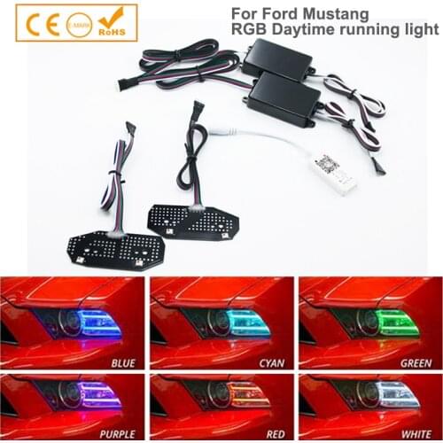 1SET RGBW LED DRL Board Car Lights Daytime Running Lamp Day Light For Ford Mustang 2013 2014 2015 2016 2017 Car Styling