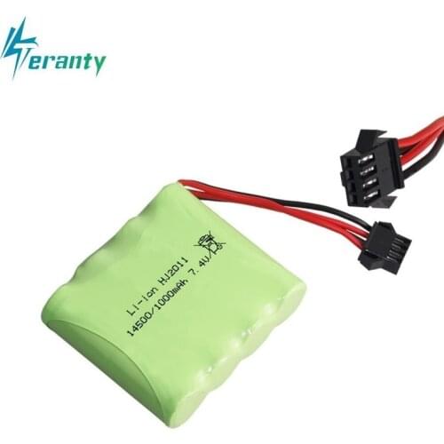 14500 Battery 7.4V 1000mAh 2S Lipo Battery For DE36W 1:16RC Off-Road 4WD High-Speed Climbing Drift Racing toy accessories 1-5PCS