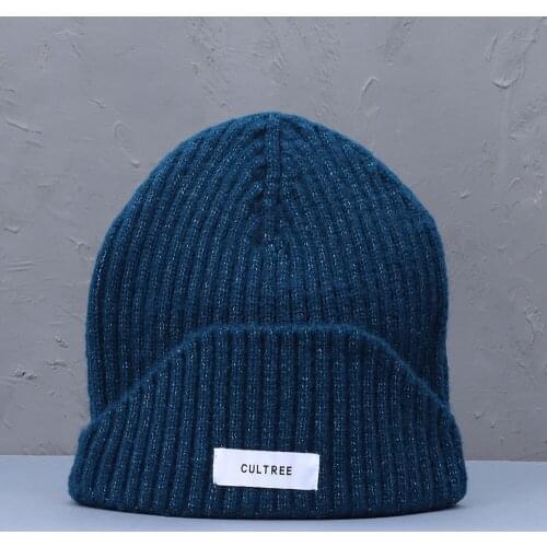 2021 womens winter hat Warm Knitted Striped Fur Wool BeaniesThick Skullies hip hop caps with Mens panama hat