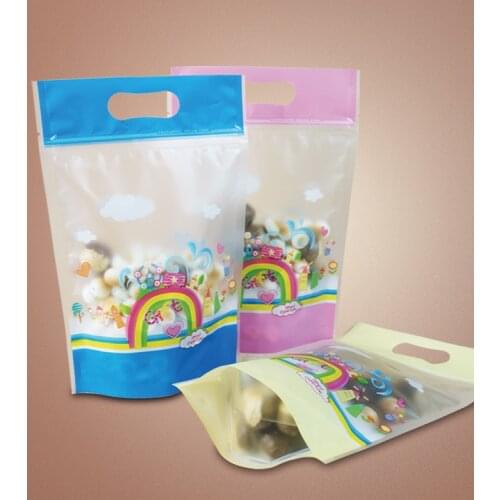 50pcs 15.5cm*22.5cm Rainbow pattern Frosted plastiv zip lock packing bag stand up pouch resealable zipper food cpffee storage