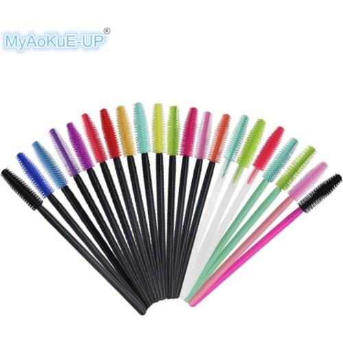 500pcs/lot professional 15 colors mascara wands applicator makeup brushes eyelash extension disposable silicone eyelash brushes