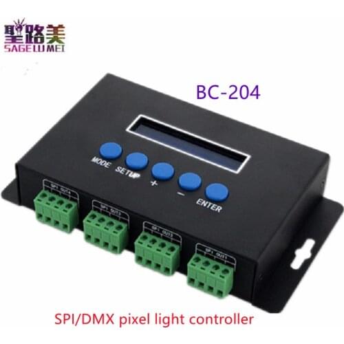 Eternet protocol input 680pixels*4CH One port(1X512 Channels) output BC-204 DC5V-24V Artnet to SPI DMX pixel light controller