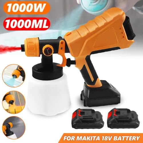 1000W Electric Cordless Spray Gun 1000ml Household Paint Sprayer High Pressure Flow Control Easy Airbrush For Makita 18V Battery