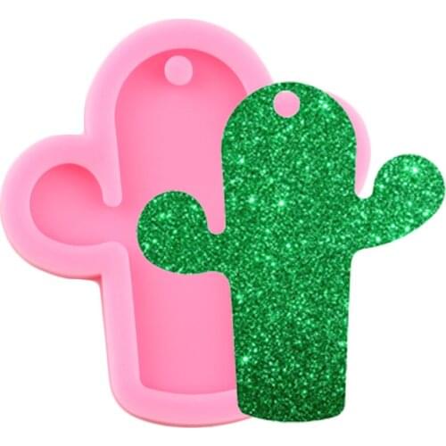 Shiny Glossy Cactus Silicone Mold Epoxy Resin Craft Keychain Mould DIY Handmade Charms Moulds Polymer Pendant Clay Molds