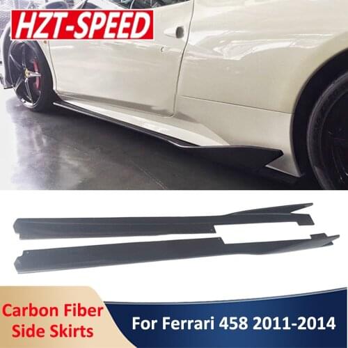 Real Carbon Fiber Car Side Skirts Body Modification Kit Protector Decoration Door Aprons For Ferrari F458 2011-2014