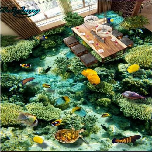 Beibehang Large Custom Wallpaper Mural Ocean World Living Room Bathroom 3D Floor Painting Decoration