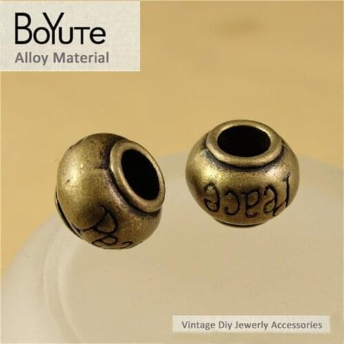 BoYuTe (60 Pieces/Lot) 11.4*8.4MM Antique Bronze Plated Metal Peace Beads for Jewelry Findings Diy Accessories