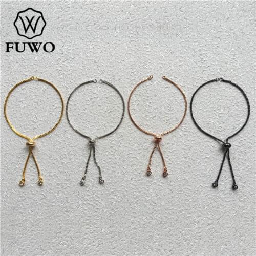 FUWO 10 pieces/lot High Quality Brass Chain Bracelet With Gold Filled For Bracelet Making Adjustable Size B008