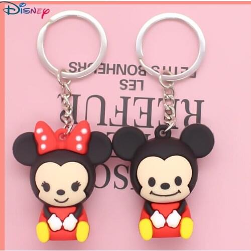 Mickey Keychain Disney Anime Figures Key Pendant for Women Pvc Schoolbag and Purse Decorate Childrens Birthday Present Cute Toy