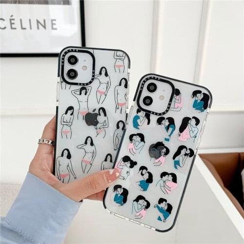 Ins Abstract Art Sexy human Breasts boobs Cases for apple iphone 12 11 12mini Pro XS Max XR X 6 6S 7 8 Plus SE Clear Soft Cover