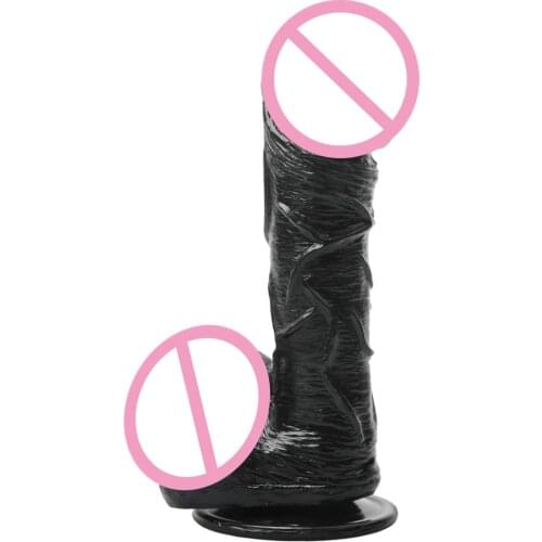 Black Big Glan Realistic Dildos with Suction Cup For Women Lesbian Masturbation Anal Sex Toys Dildo for Anal Penis Big Dick 19cm