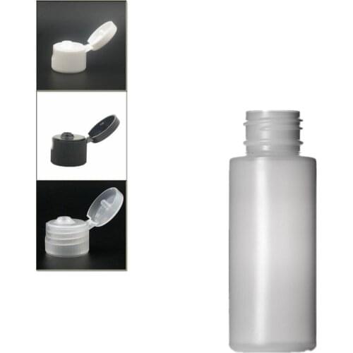 2oz/60ml natural-colored HDPE cylinder round soft bottle with black/white/transparent Flip Tops X5