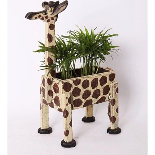 Wooden Giraffe Flower Pots Decoration Planter Creative for Home Garden Tool Bonsai Cactus Birthday Florist