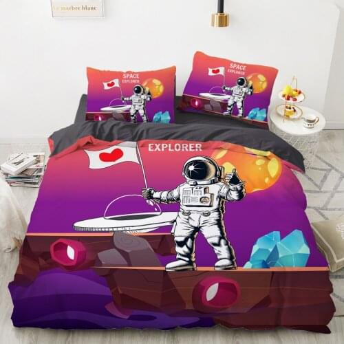 Cartoon Childrens Bedding set for kids baby girls Duvet cover set pillow case Bed linens Quilt cover 135 140x200 Space violet