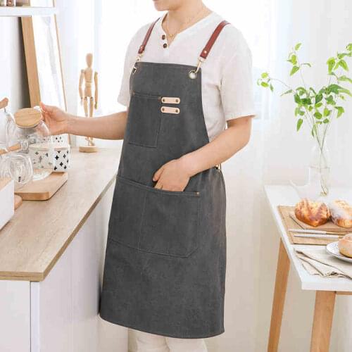 Denim apron restaurant coffee shop kitchen hair stylist work clothes barber shop florist workwear delantalar