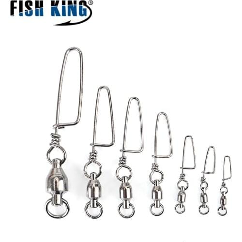 FISH KING 1 Pack 1#-10# Ball Bearing Fishing Swivel With Coast Look Snap Fishing Hook Lure Connector Terminal Fishing Tackle