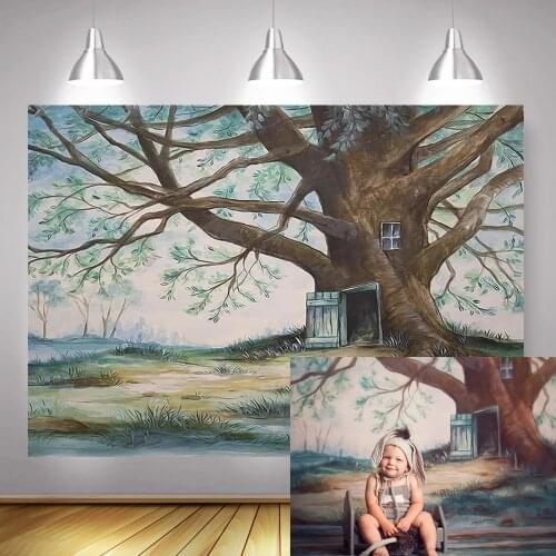 Forest Themed Newborn Baby Portrait Backdrop for Photo Studio Cartoon Children Tree-house Birthday Party Photography Background