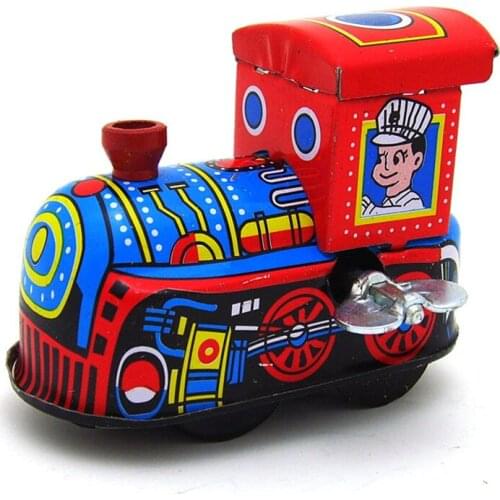 2pcs/lot Wind Up Toys Robots iron Metal Models for Children/Adult Home Decoration Metal Craft fire engine Train toy