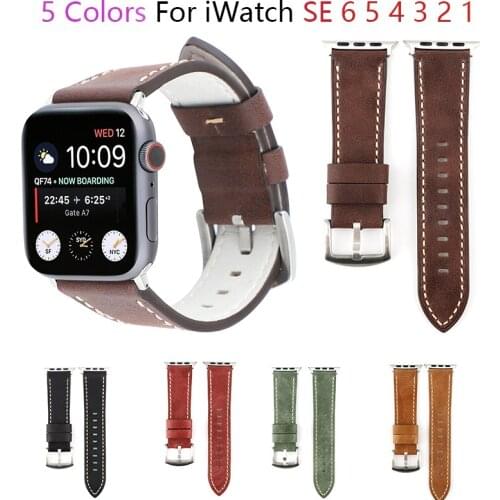 Fashion Leather Strap For Apple Watch 6 Band iWatch Series SE 5 4 3 38mm 42mm Mens Belt Bracelet Apple Watch Bands 6 44mm 40mm