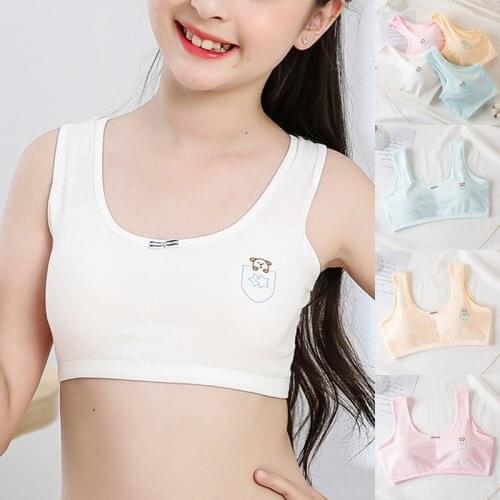 Little Girls Soft Sport Bra Cotton Spandex Small Vest Design Wireless Bralette for Kids A7