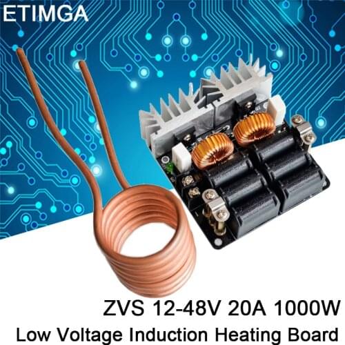 Low ZVS 12-48V 20A 1000W Low Voltage Induction Heating Board High Frequency Induction Heating Machine Module