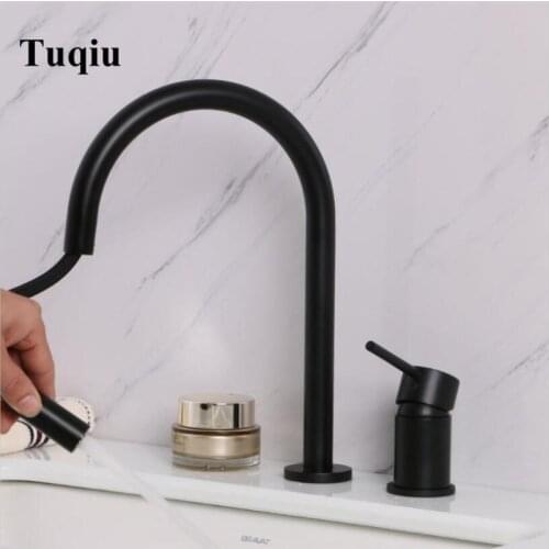 New Arrival Pull Out Shower head brush gold Bathroom Basin Faucet Widespread Lavatory Mixer Tap Brass Chrome Sink tap