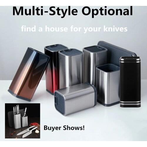 Xyj Cutlery Kitchen Knife Holder Storage Supplies Stainless Steel Knife Block Stand Large Capacity Multifunctional Storage Seat