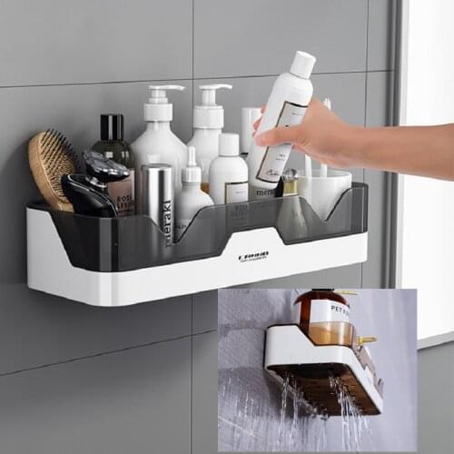 Punch-free Bathroom Shelf Wall Mounted Shower Gel Shower Organizer Storage Rack Kitchen Holder WC Storage Bathroom Accessories