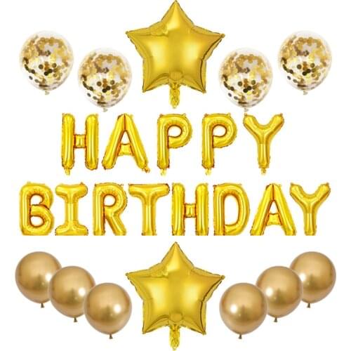 QIJOYJU 25pcs Happy Birthday Foil Balloon 1st Birthday Banner Adult Birthday Anniversary Latex Balloon Decoration Supplies