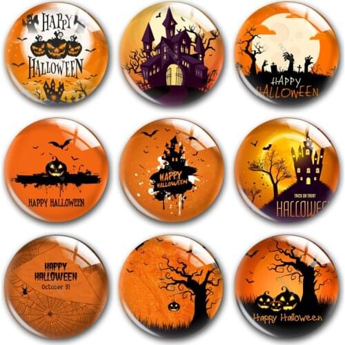 Handmade Halloween party night witch Round photo glass cabochons demo flat back DIY collier jewlery Making findings accessory