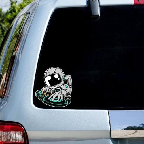 RuleMylife Car Stickers Decoration Super Cool Astronaut DJing Cartoon Waterproof Vinyl Space Explorer Wallpaper Decors for Room