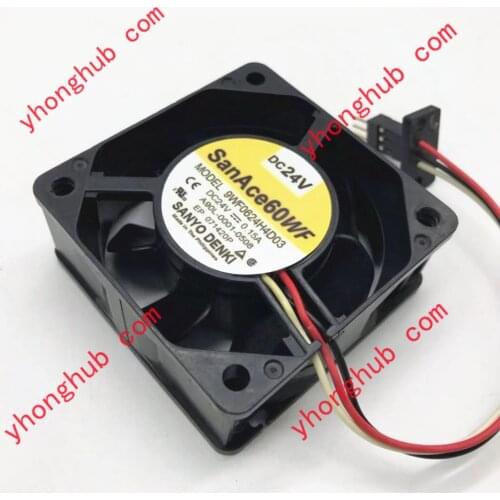 SANYO DENKI 9WF0624H4D03 DC 24V 0.15A 3-wire 60x60x25mm Server Cooling Fan