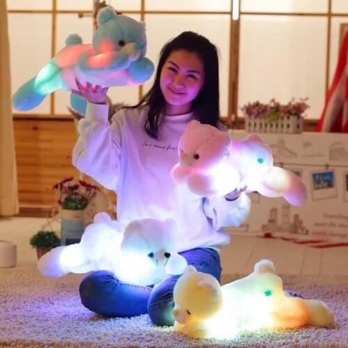 Light Up LED Bear Stuffed Animals Plush Toy Pillow Colorful Glowing Christmas Gift for Kids