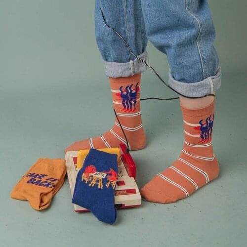 Streets Tide Skateboard Funny Socks Art Abstract Graffiti Watermelon Cheese Socks Women Casual Colorful Hip Hop Sokken Unisex