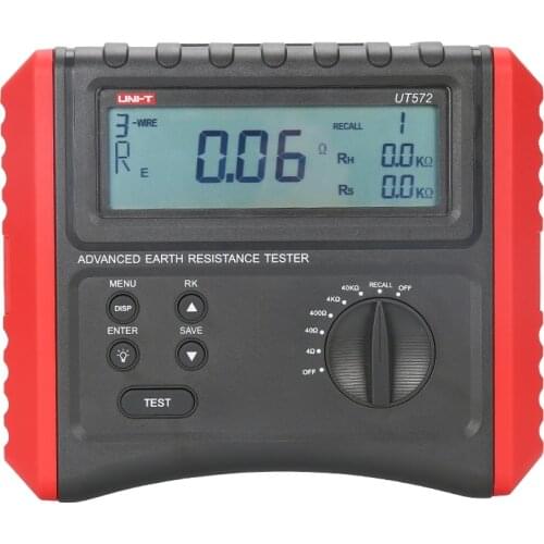UNI-T UT572 Advance Earth Resistance Tester Digital Earth Ground meter Soil Resistivity Test 4 digit LCD Display RH RS measure