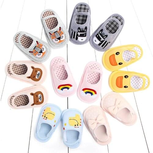 Cartoon Spring Autumn Cotton Flats Infant Baby Non-slip Slippers Toddler Boy Girl First Walkers Shoes for Kids 0-12 Months