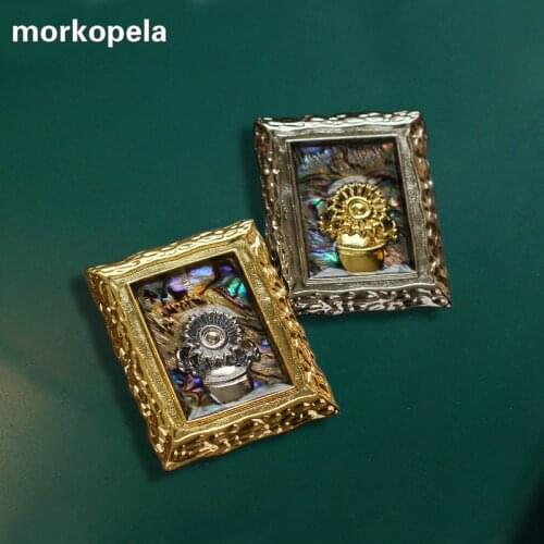 Morkopela Sunflowers Painting Brooch Vintage Van Gogh Sunflower Art Brooches Women Clothes Scarf Pins Clip Gfit