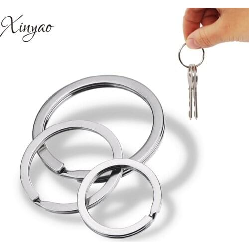 Xinyao 20 pcs/lot stainless steel Key Chain Key Ring Flat Round line key ring Keyrings Keychain Jewelry Making Wholesale