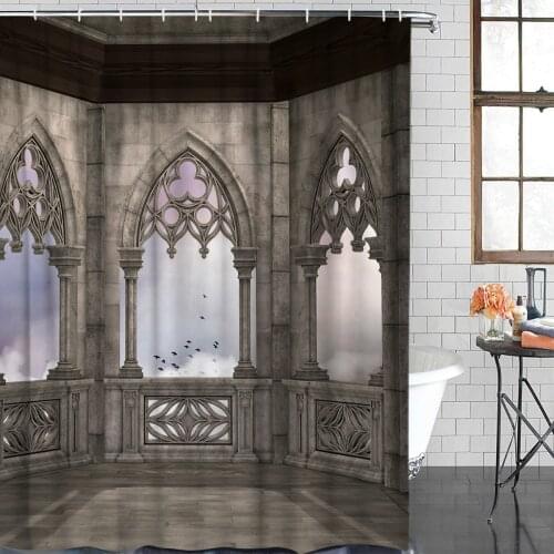 WARMTOUR Shower Curtain Gothic House Decorative Curtains Waterproof Shower Curtain Bathroom Decor
