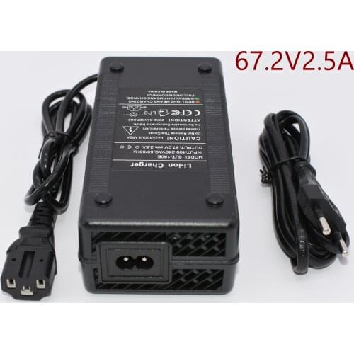 60V 2.5A charger 67.2 Volt Lithium Li-ion charger T/PC/IEC 3PIN Plug for 60V 10AH 20AH 30A ebike scooter Motorcycle battery pack