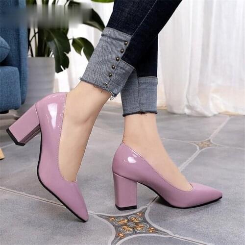 HOT 2021 Womens High Heels Sexy Bride Party Mid Heel Pointed Toe Shallow Mouth High Heel Shoes Women Shoes Big Size 35-43