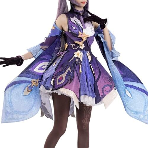 Game Genshin Impact Keqing Cosplay Costume Women Purple Elegant Dress Lovely Uniforms Halloween Carnival Outfits Custom Made