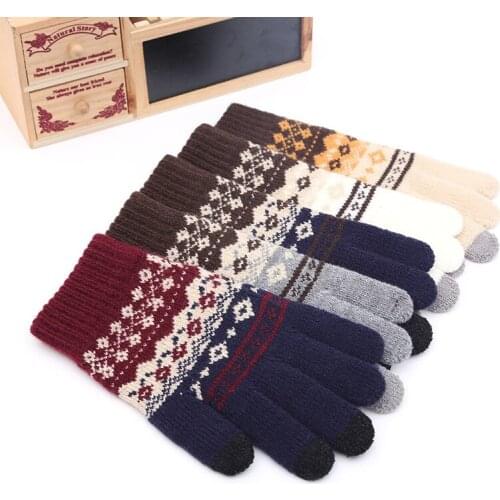 Winter Warm Thick Full Finger Gloves Women Knitted Touch Screen Fashion Cycling Driving Gloves PJ021