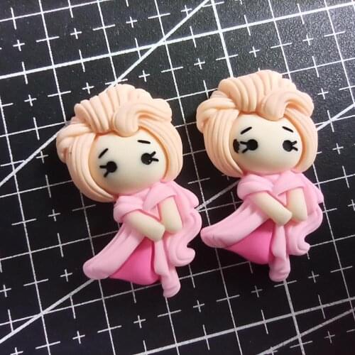 1pcs/lot resin flat back light pink hair Princess girl 31mm Scrapbook Embellishment DIY Phone Decoration