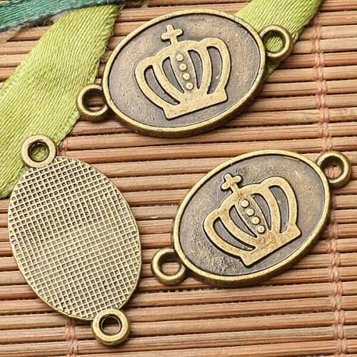 8pcs antiqued bronze color oval shaped crown pattern connector design EF2667