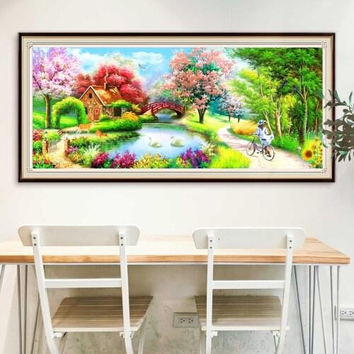 Big Size Full Square Round Drill Diamond Painting Landscape House 5D DIY Embroidery Mosaic Picture Of Rhinestone Home Art Decor
