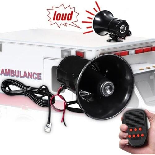 6 Sound 50W 12V Car Alarm Handheld Megaphone Siren Horn PA Speaker 120dB Air Horn with Microphone For Motorcycle Truck Boat
